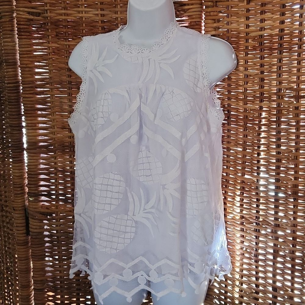 Anthropologie Maeve Pineapple Lace Top 8
